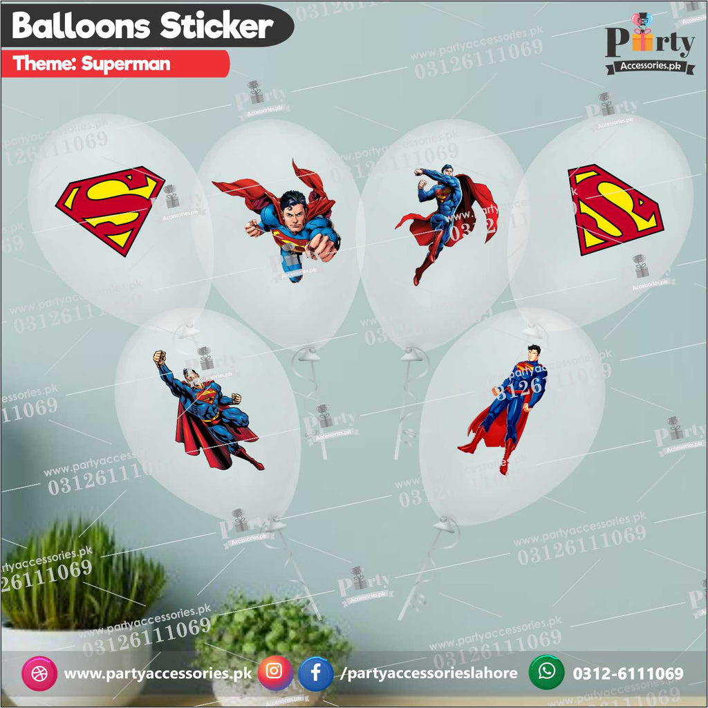 Superman theme transparent balloons with stickers 