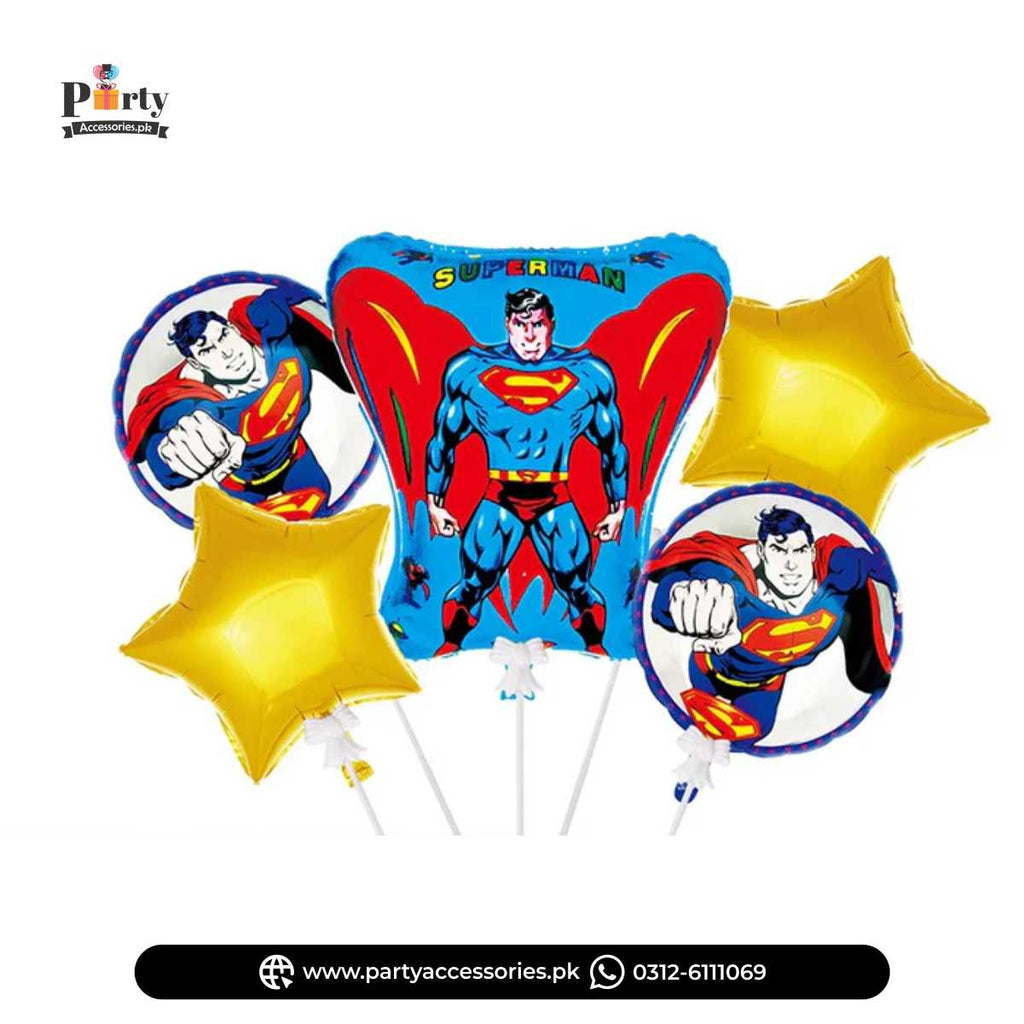 Super Man Shape Birthday Party Exclusive Foil Balloons Set of 5 Pcs