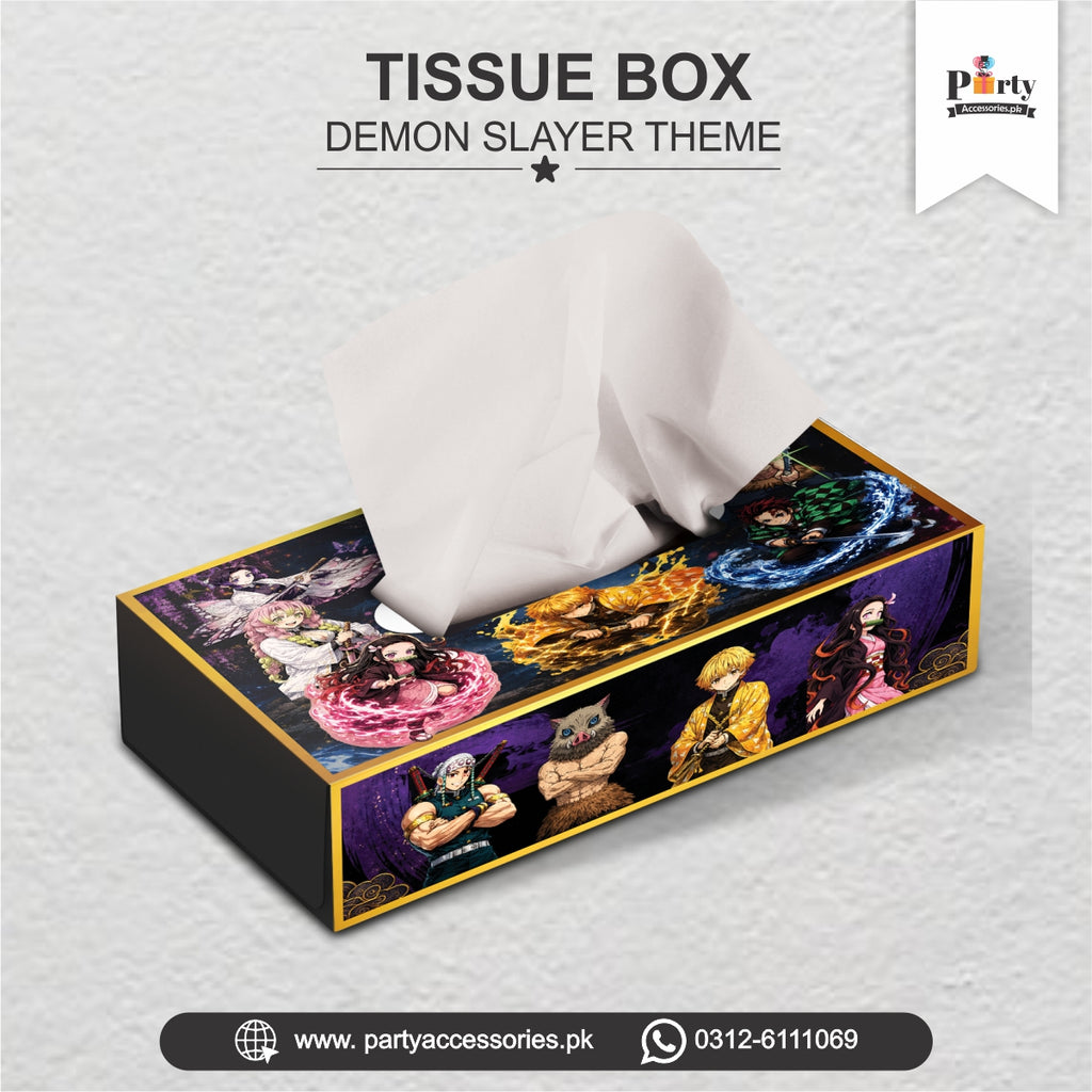 Demon Slayer Theme Customized Tissue Box Cover – Birthday Party Table Decor
