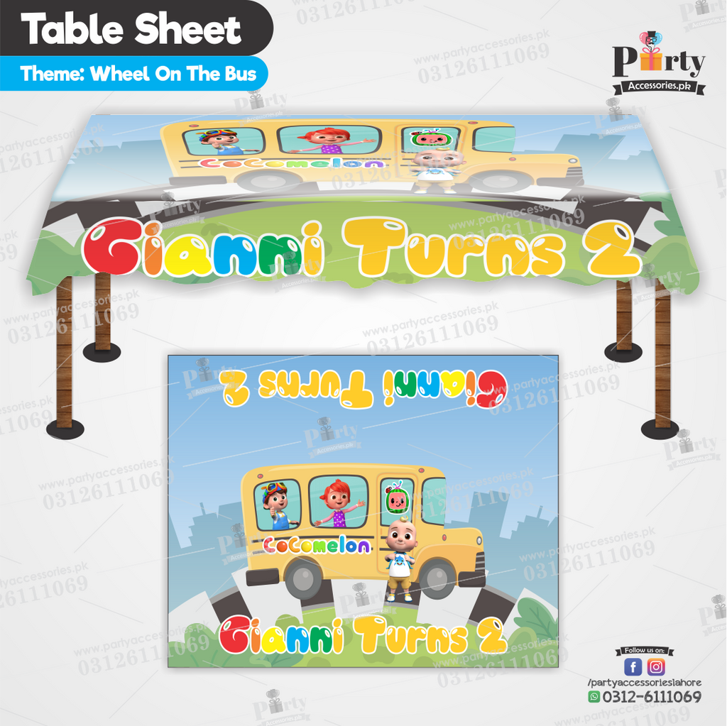 Wheels on the Bus theme Customized table top sheet