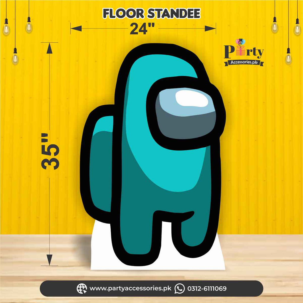 sea green color among us theme character floor cutout 
