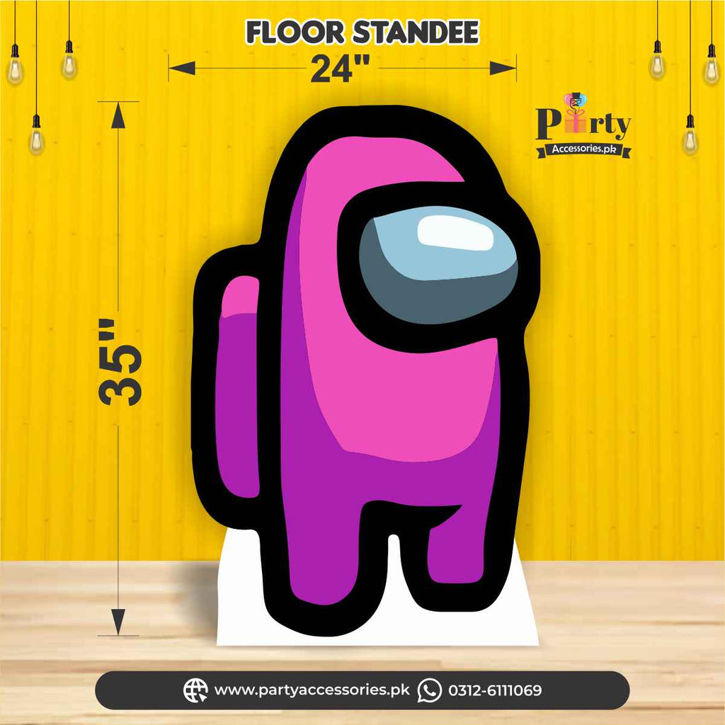 Standing Character cutout in Among us theme pink color 