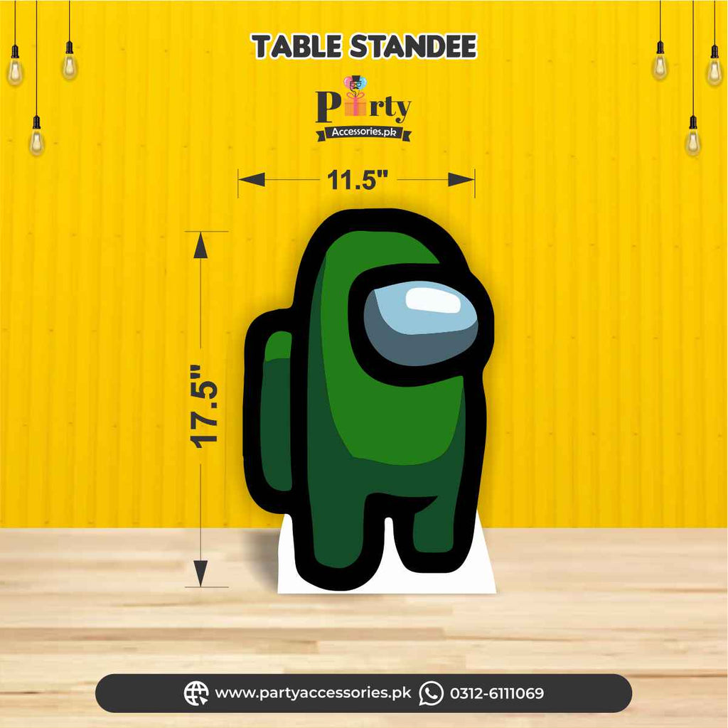green color among us theme character table standee