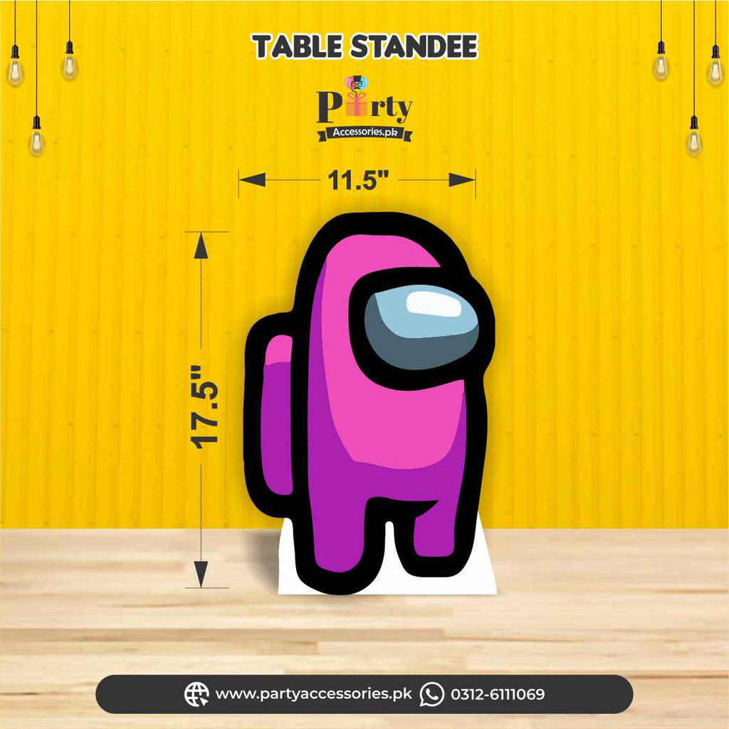 pink table standee in among us theme
