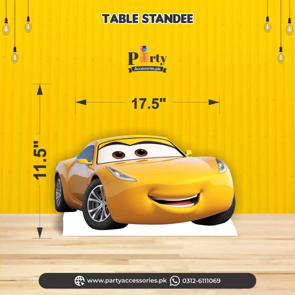 yellow car mcqueen table cutout