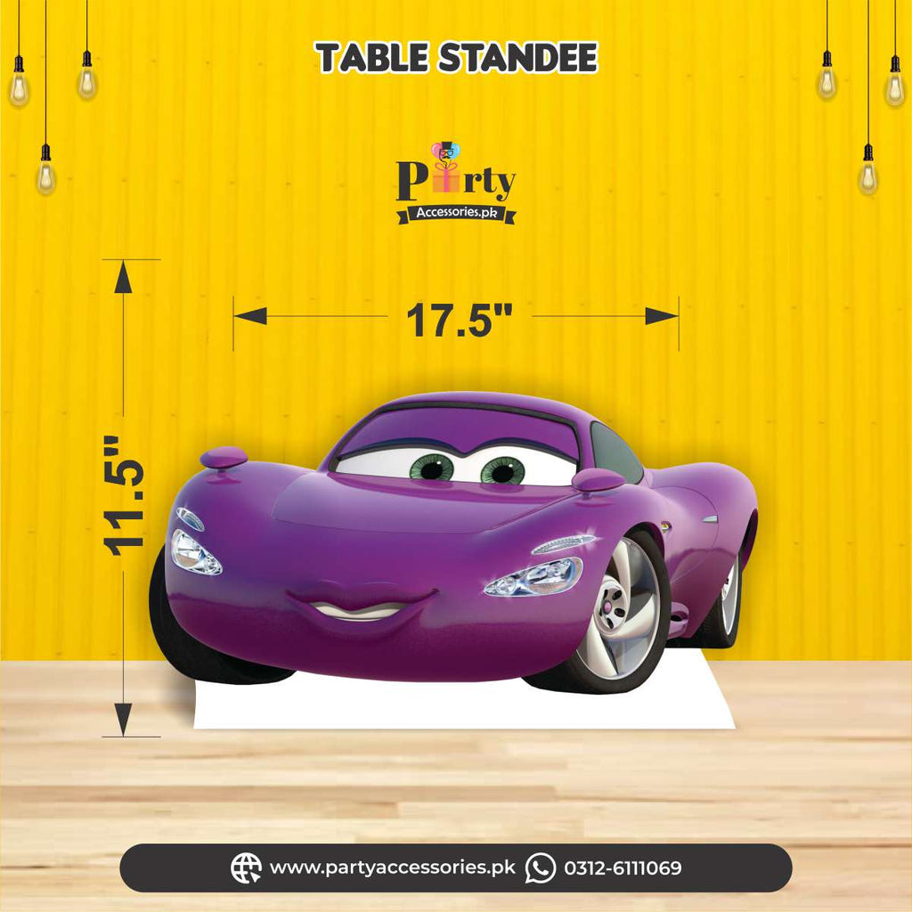purple car table standee