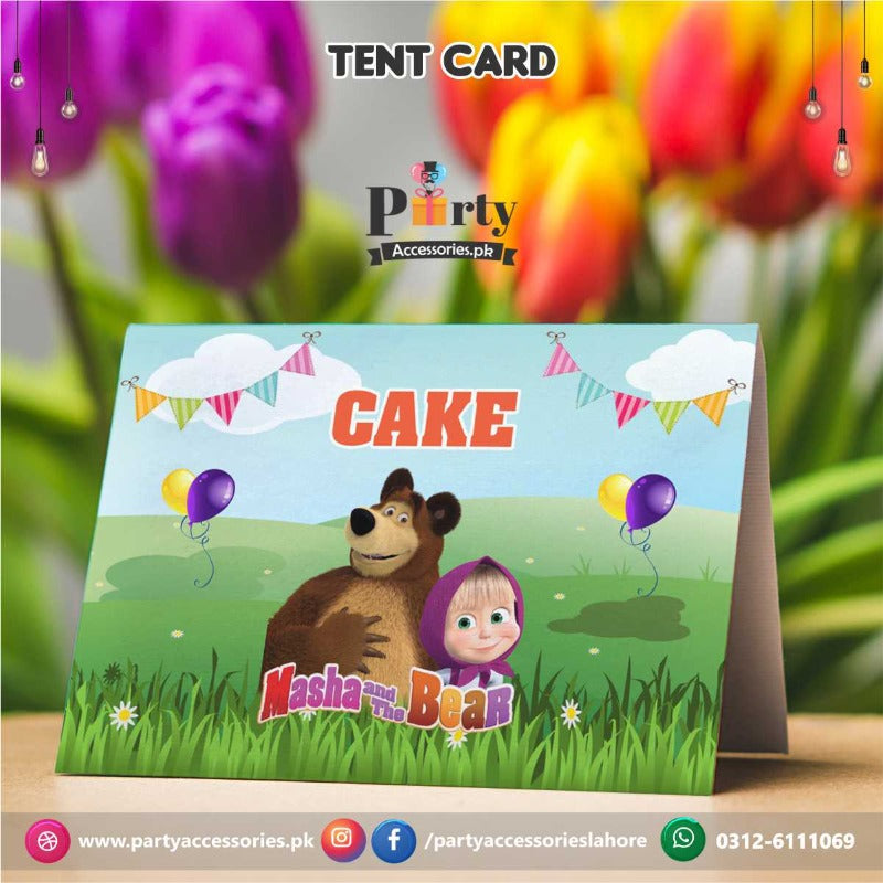 masha and the bear theme customized table tent cards for table decorations