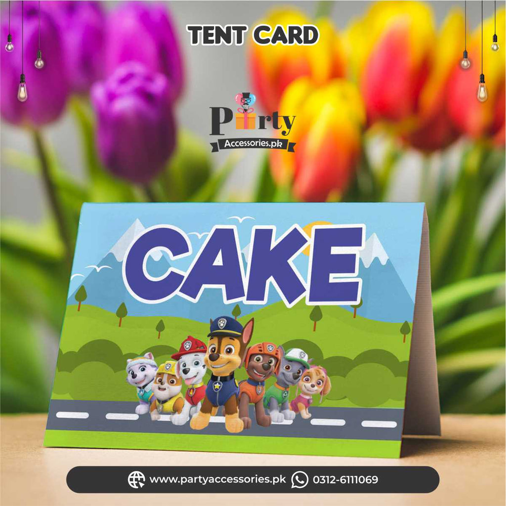 Paw patrol theme customized table tent cards for decoration ideas