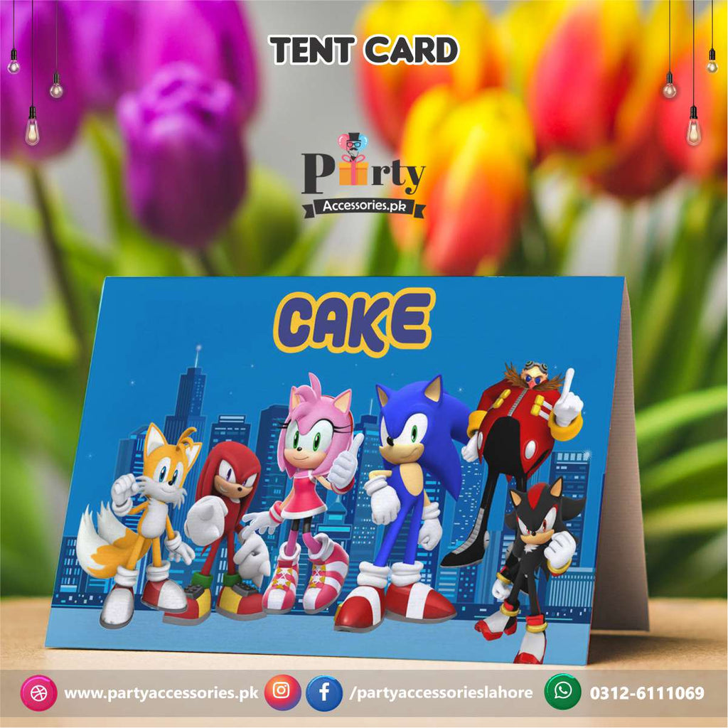 cuastomized tent cards in sonic theme