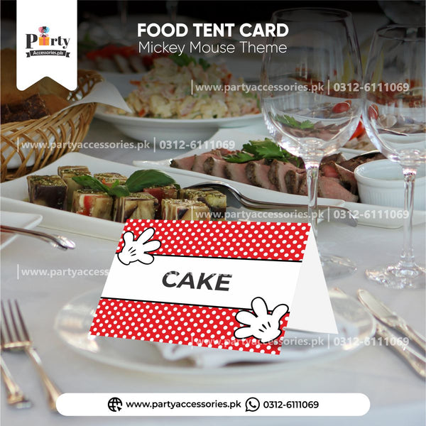 Mickey Mouse theme birthday Table Tent cards