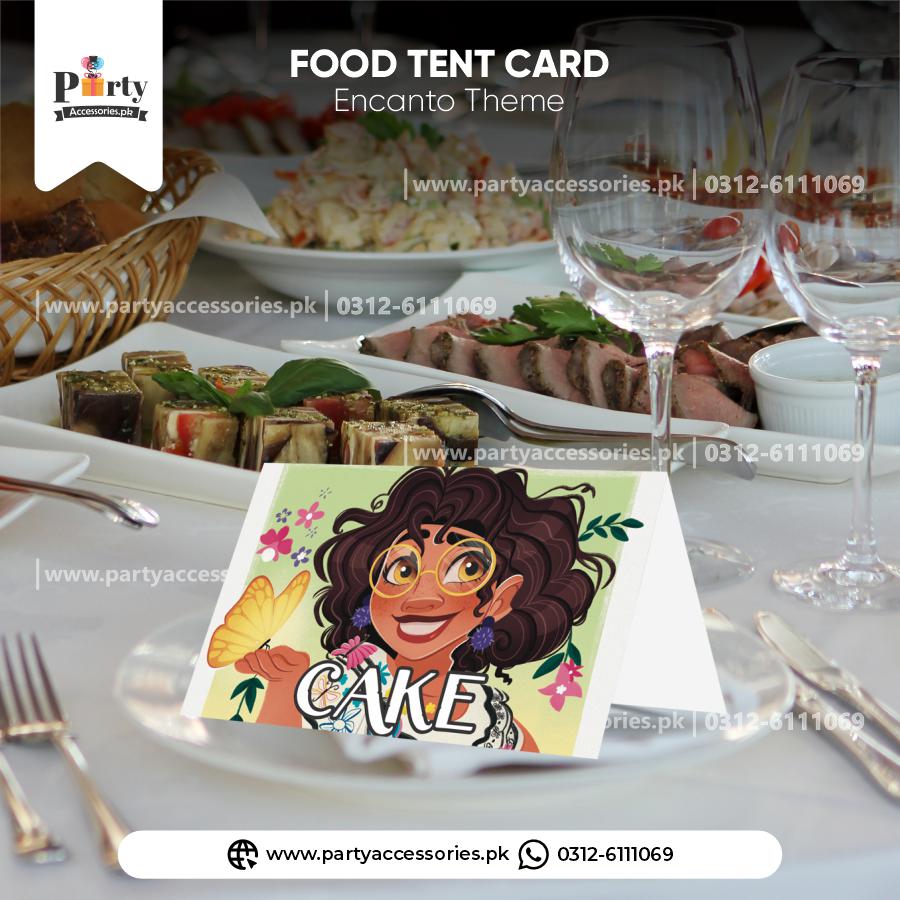 encanto birthday party theme customized table tent cards for food titles