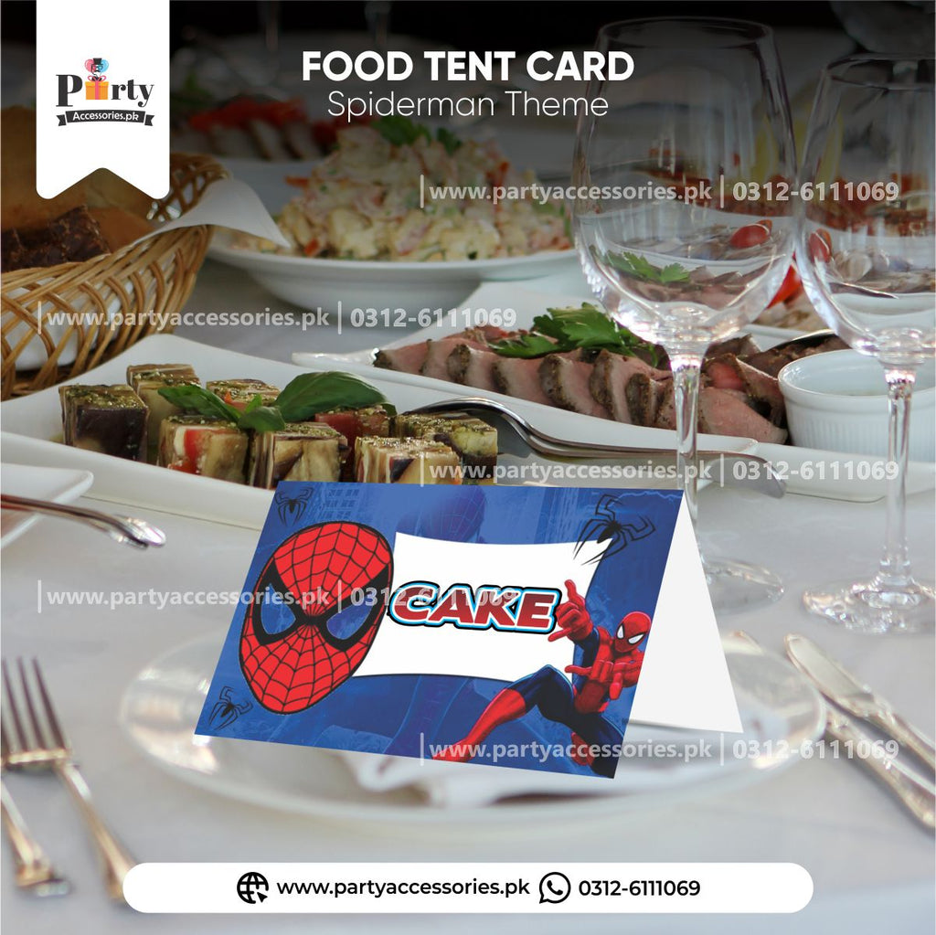 CUSTOMIZED TABLE TENT CARDS IN SPIDERMAN THEME
