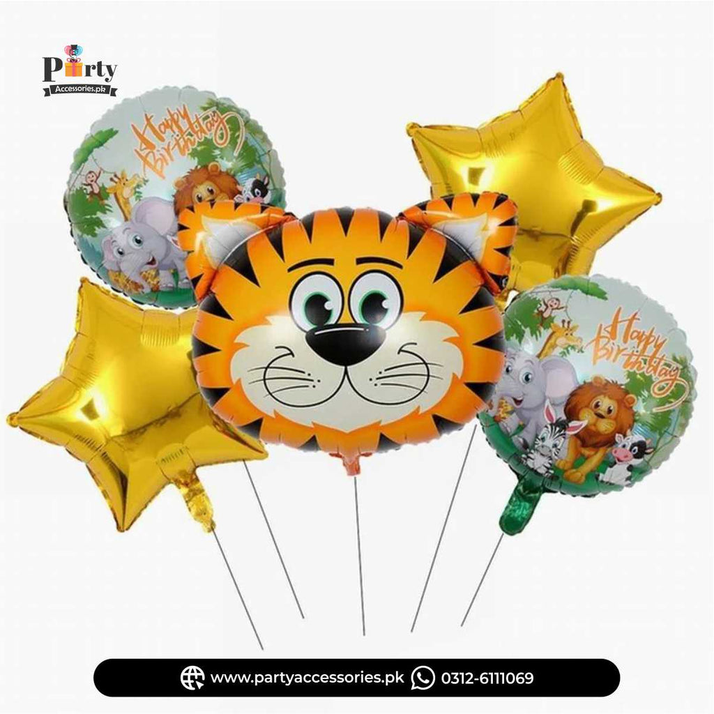 Jungle Safari Theme Tiger Shape Birthday Party Exclusive Foil Balloons 