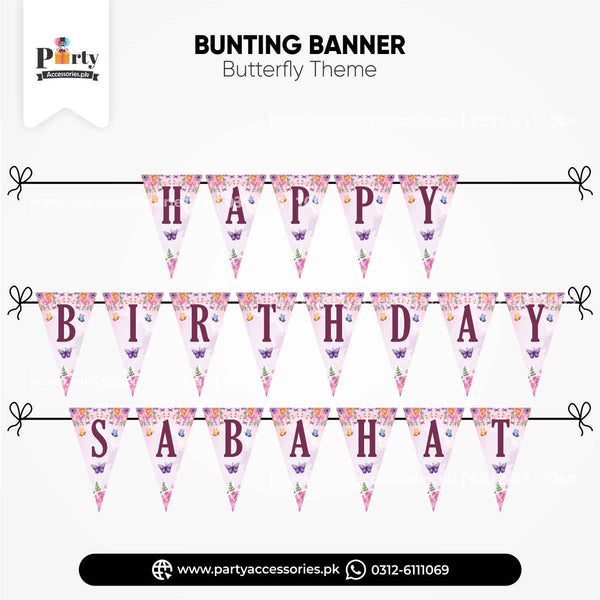 Customized Butterfly Theme V-Shaped Bunting Banner