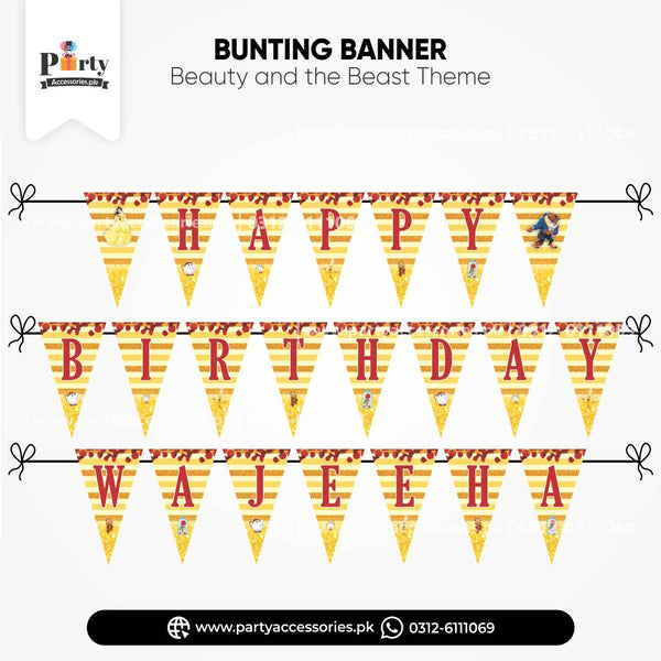 Customized Beauty and the Beast Theme V-Shaped Bunting Banner 