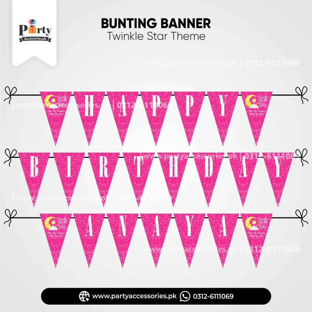 Twinkle Star Girl Theme V-Shaped Bunting Banner