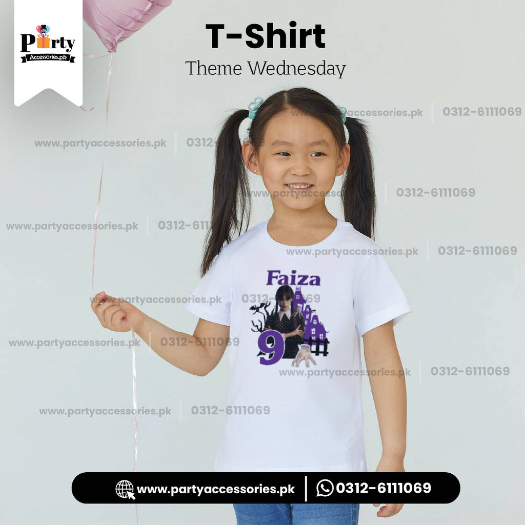 Wednesday addams theme kids t-shirt for birthay party celebration