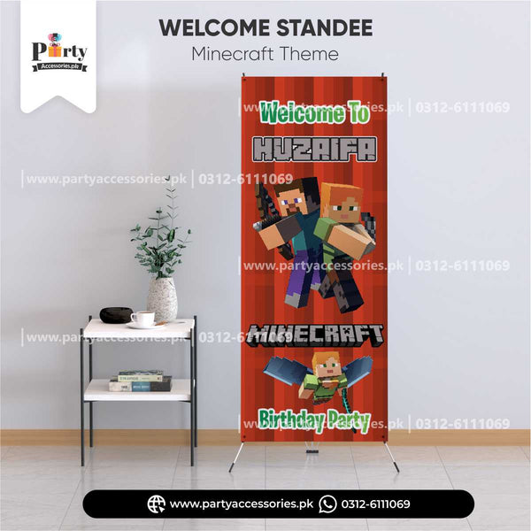 Minecraft Theme Customized Welcome Standee for Birthday Party Entrance Decor