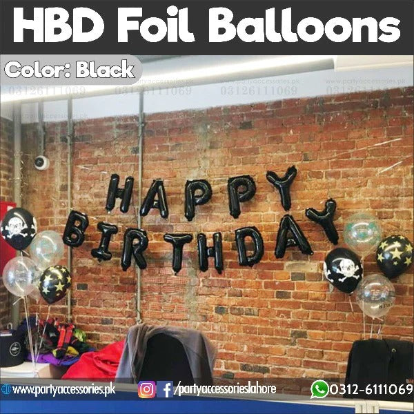 black happy birthday foil set in mcqueen theme 