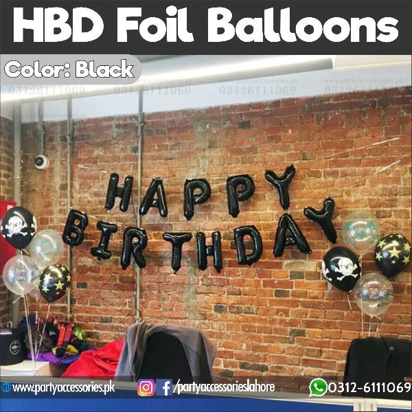 happy birthday foil balloons in black color for batman theme 