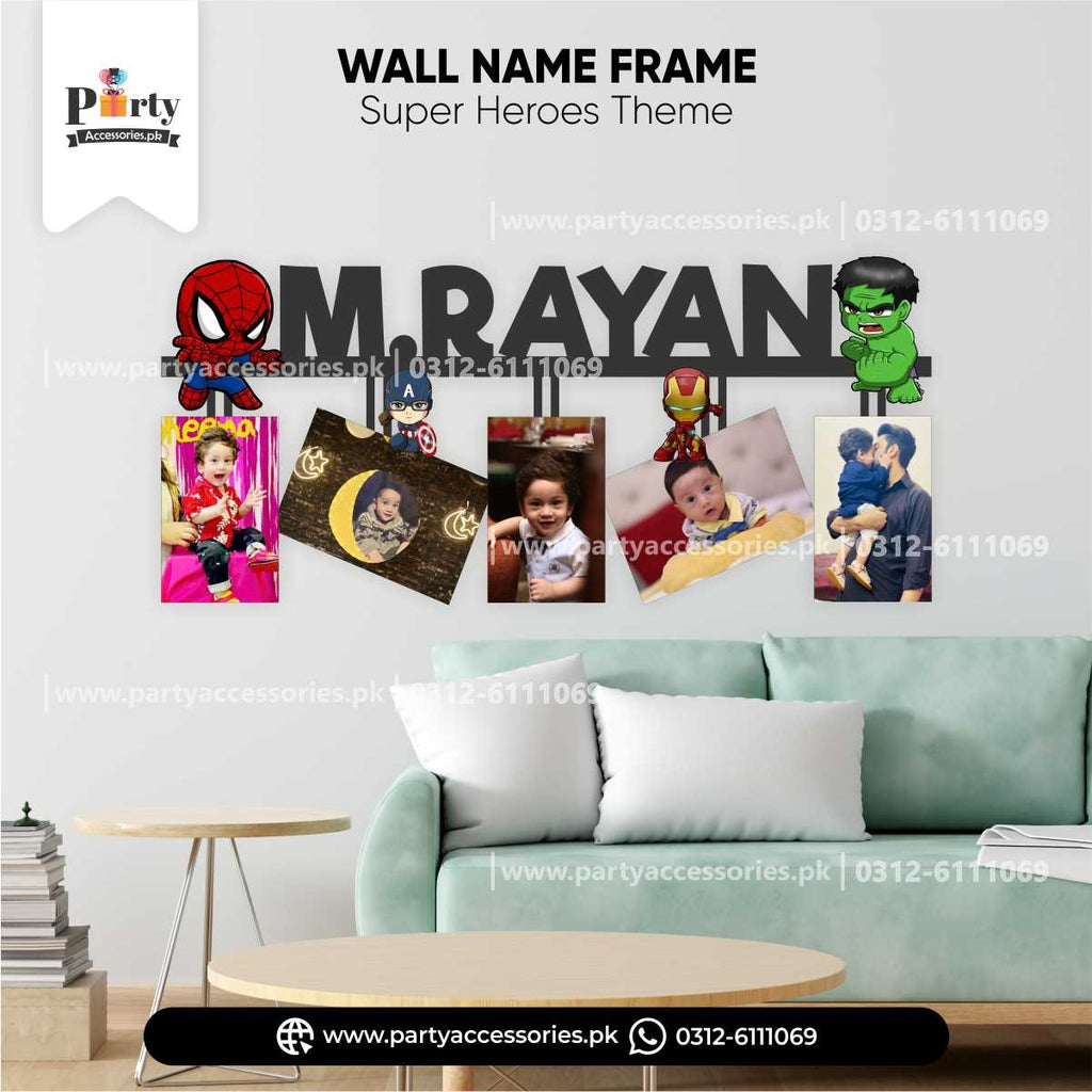 Customized NAME Superheros theme wall frame 