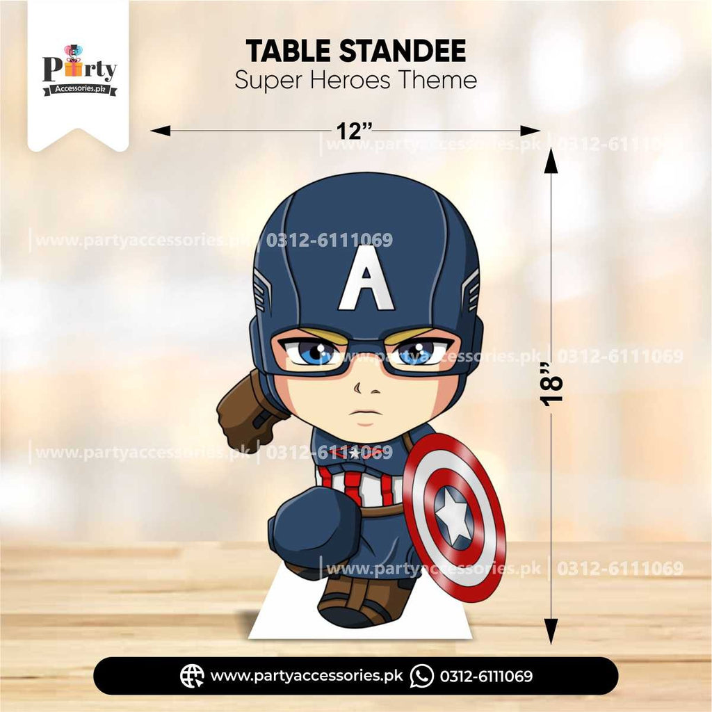 superheroes theme captain america table standing cutouts 