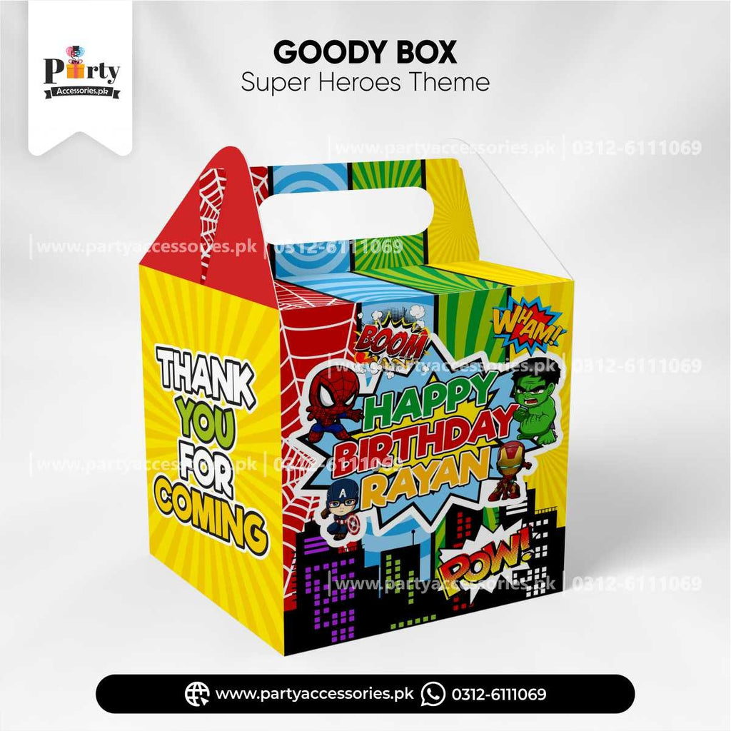 superheroes theme customized goody boxes 