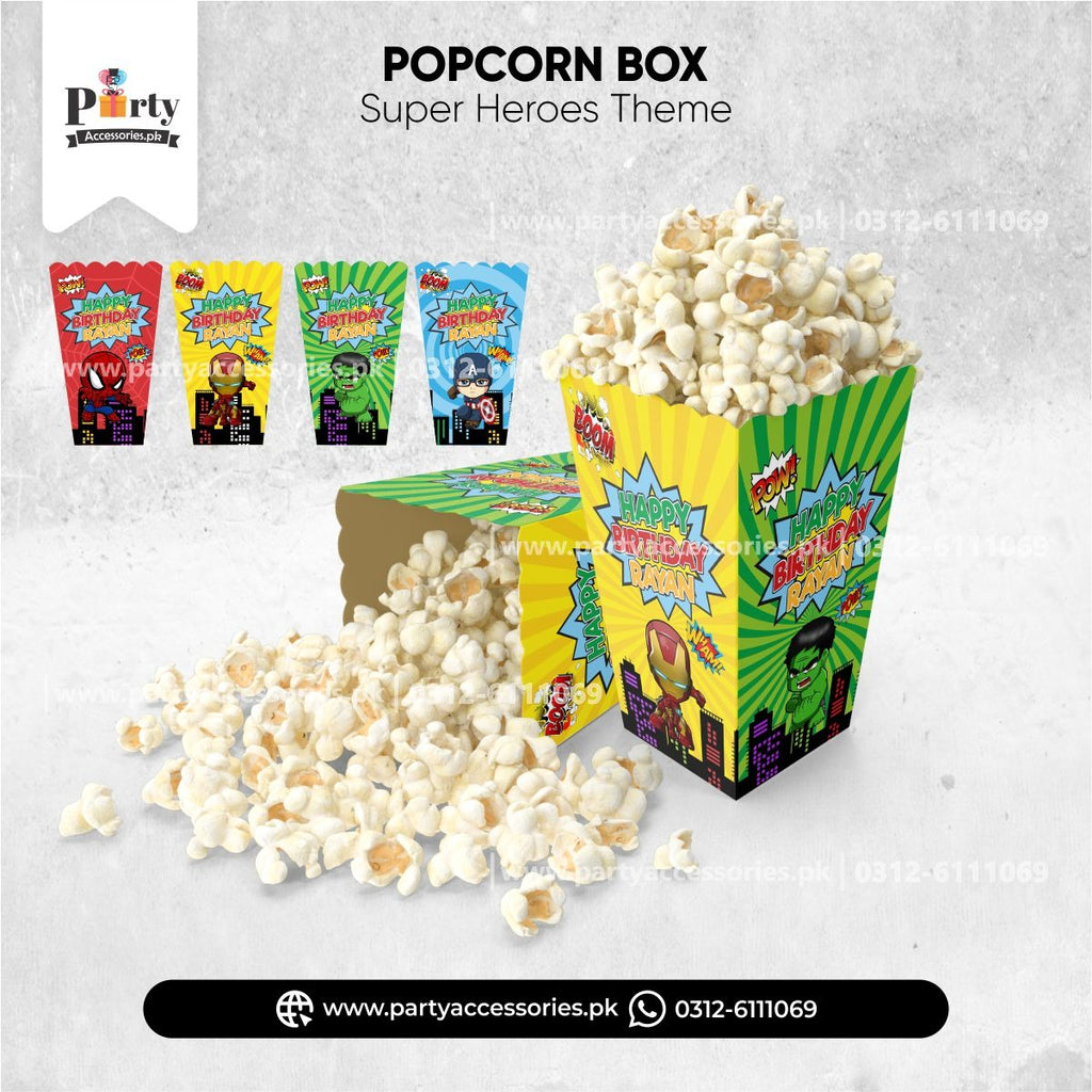 Popcorn boxes for Super heroes avengers themed birthday party