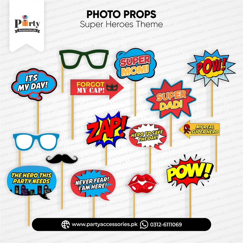 Customized props set for Superheroes Avengers theme birthday party