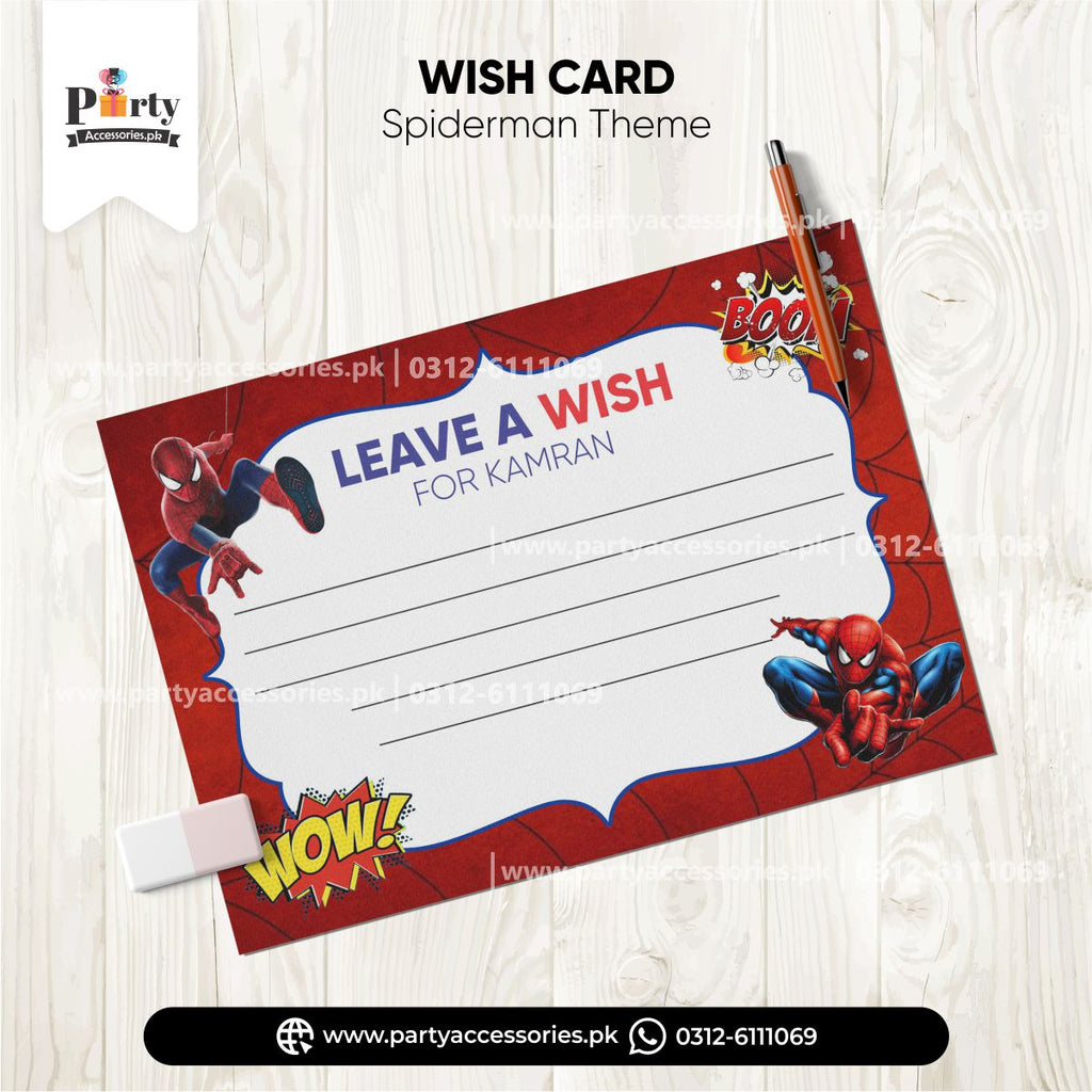spiderman theme customized wish cards 
