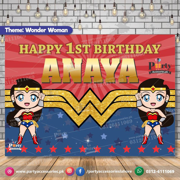 WONDER WOMAN THEME BIRTHDAY BACKDROP FOR PARTY BACK WALL DECORATIONS