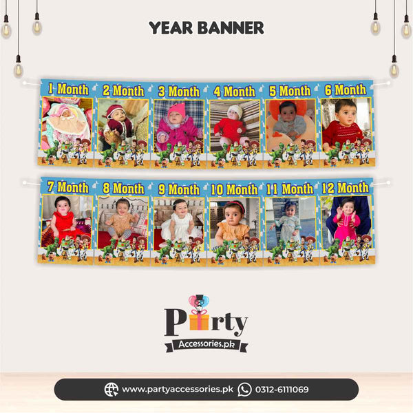 Customized Month wise Pictures banner in Toy story theme 