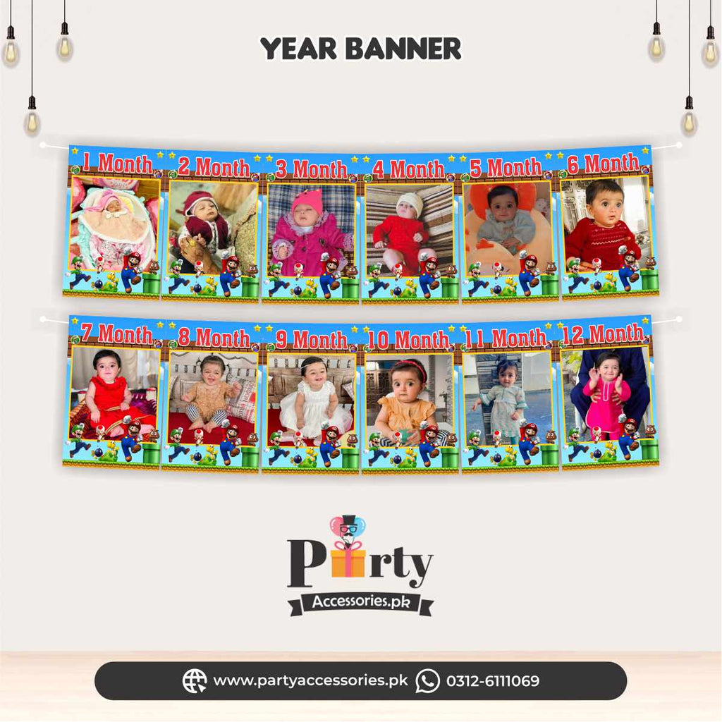 Super Mario theme Customized Month wise year Picture banner
