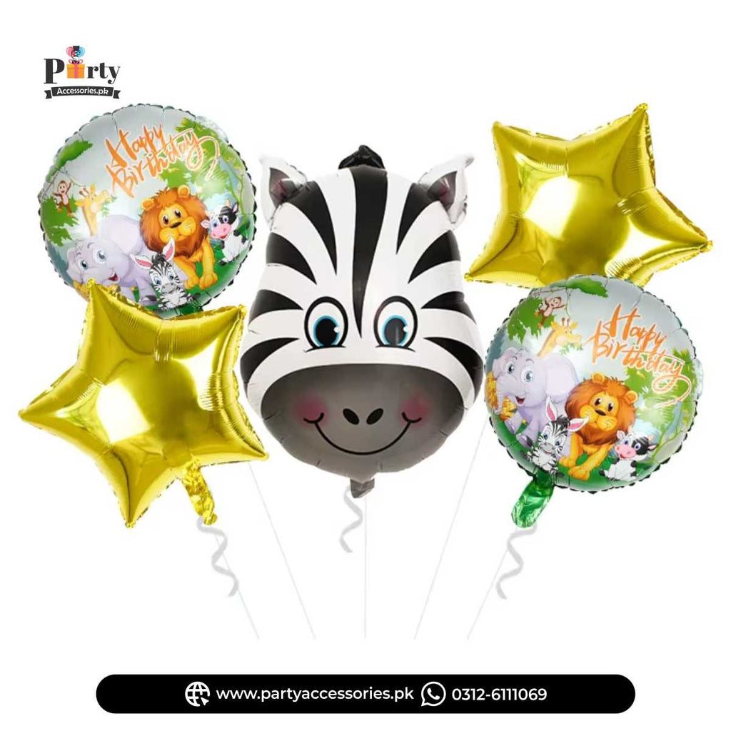 Jungle Safari Theme Zebra Shape Exclusive Foil Balloons Set