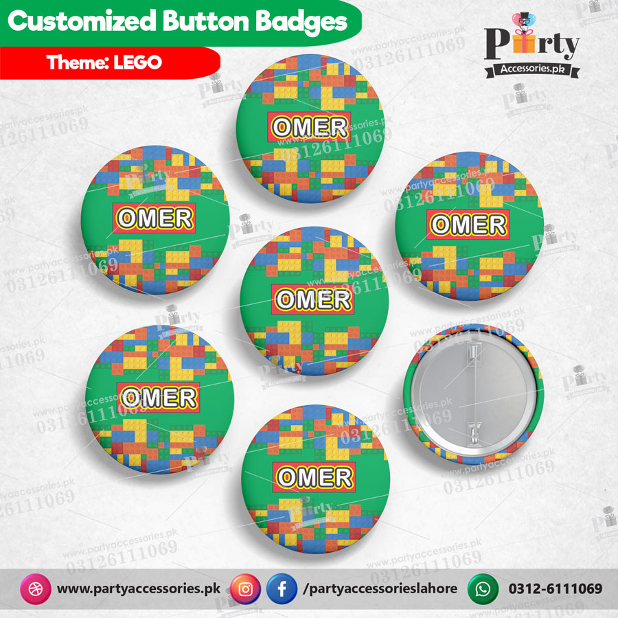 Lego theme Button badges Pack of 6 pcs