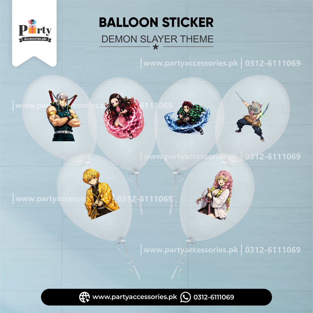 Demon Slayer Theme Transparent Balloons with Stickers – Party Decoration
