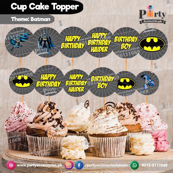 batman theme round cupcake toppers  for table decoration 