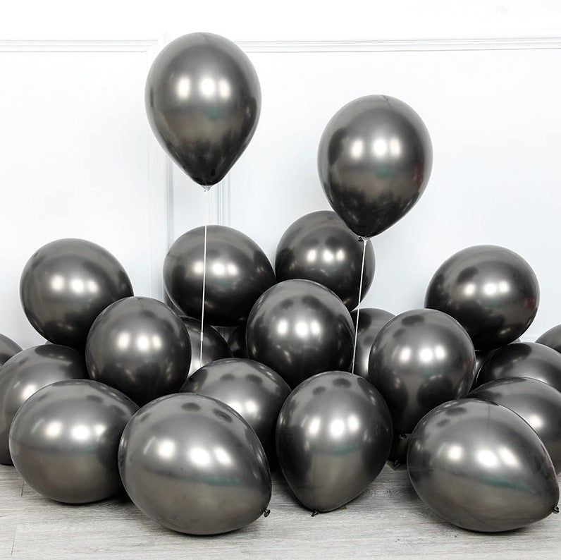black chrome balloons in hulk theme birthday party 