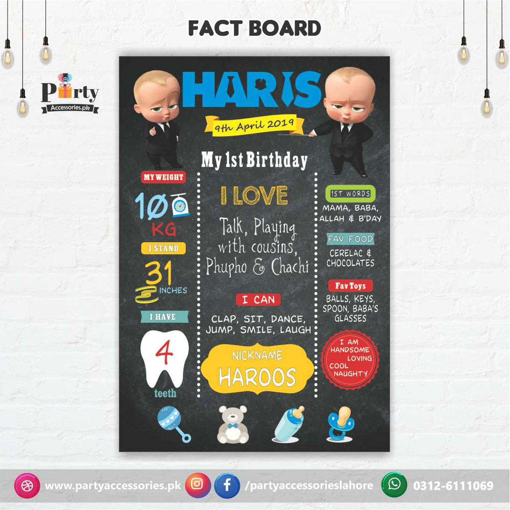 Boss Baby theme Customized Fact board / Milestone Board