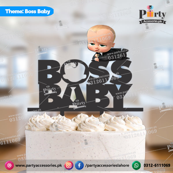 Boss Baby theme table decorations | Customized wooden cake topper