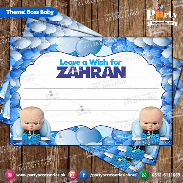 BOSS BABY THEME CUSTOMIZED TABLE DECORATION WISH CARDS