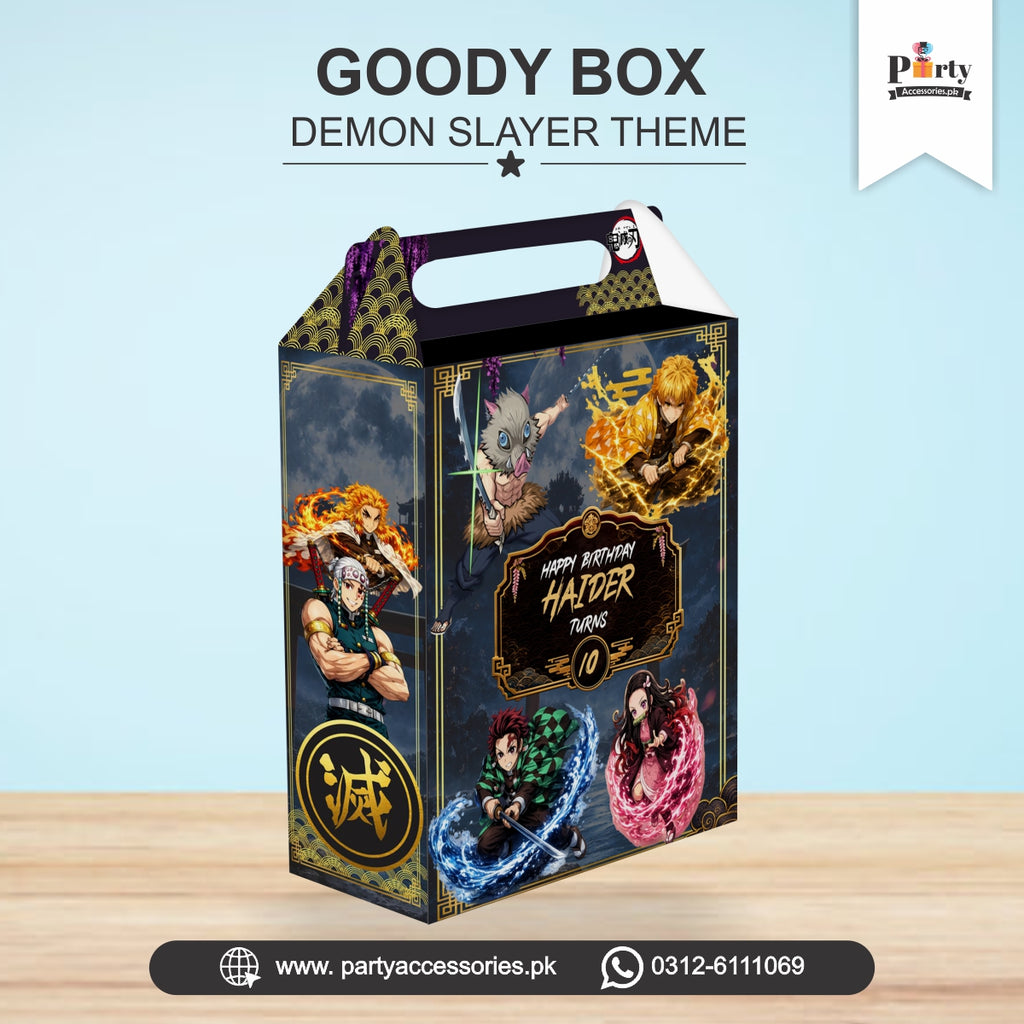Demon Slayer Theme Handle Goody Boxes – Birthday Favor Boxes