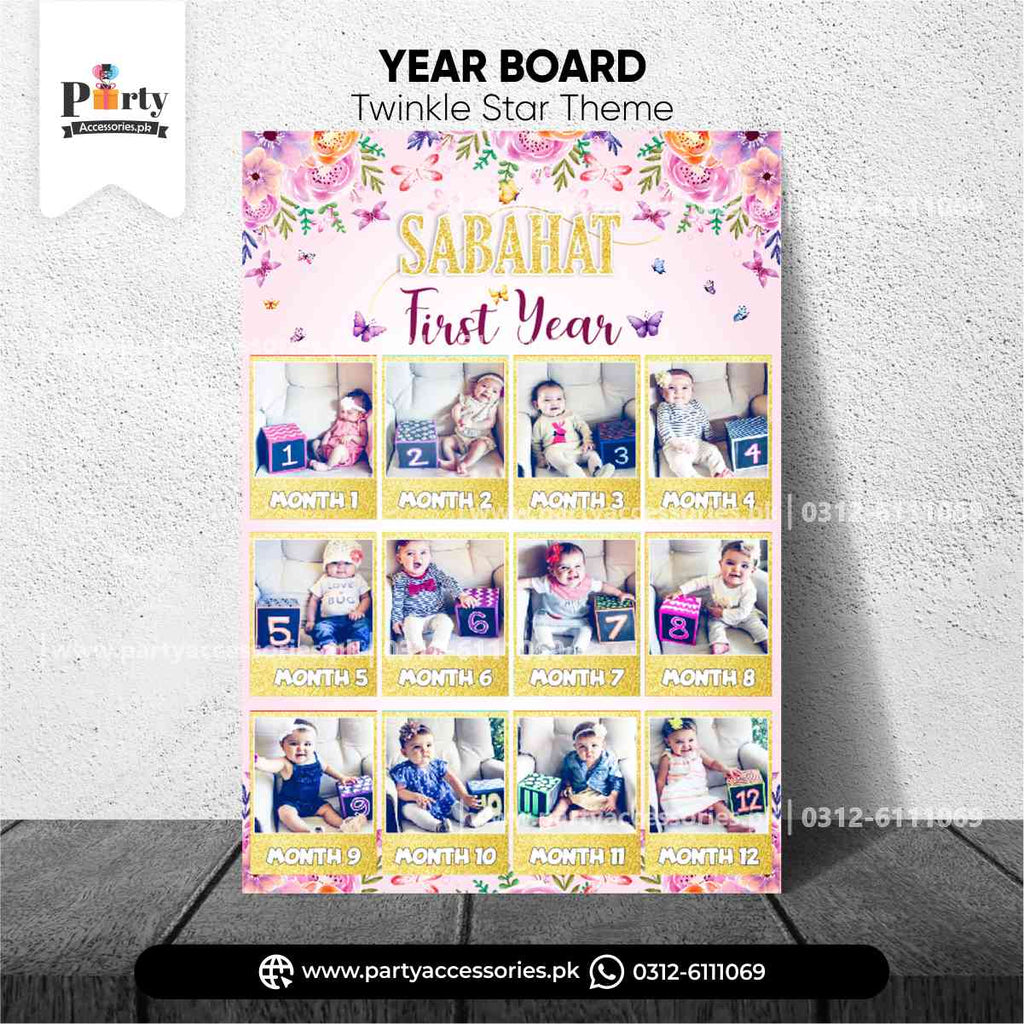 Butterfly Theme Customized Month Wise Year Picture Board for Wall Decoration