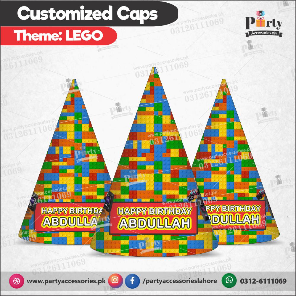 Lego theme Customized Cone shape caps (Pack of 6 pcs)