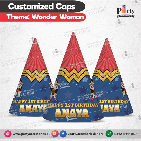 wonder woman theme customized cone caps 