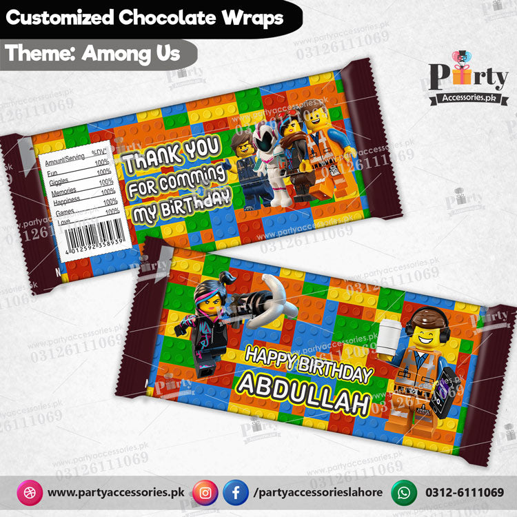 Lego theme Customized chocolate wraps (6 pcs)