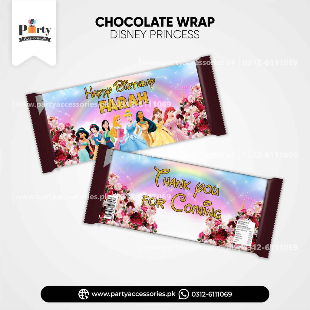 Disney princess theme customized chocolate wrappers