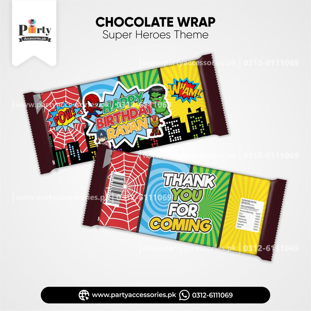Superheros theme chocolate wraps