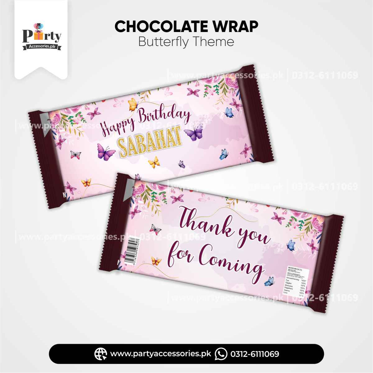 Butterfly Theme Chocolate Wrapper | Personalized Party Favors ...