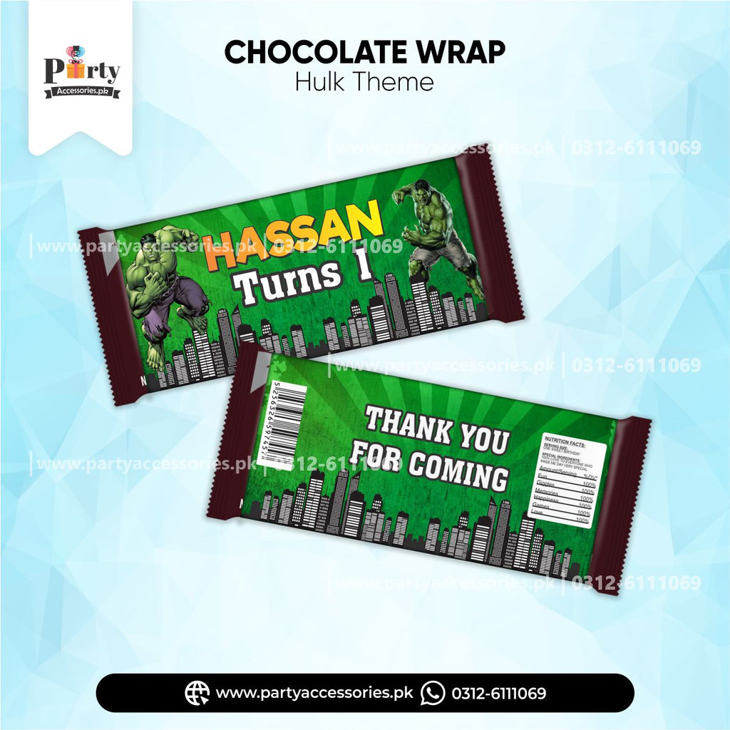 hulk theme customized chocolate wraps 